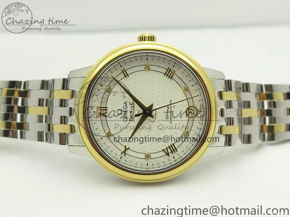 0106 Attractive De Ville Prestige Ladies 32.7mm SS MKF 1:1 Best Edition White Dial Roman Markers on SS YG Bracelet MIYOTA 7965